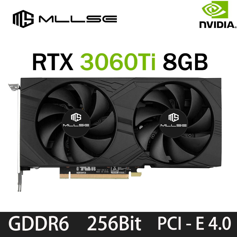 MLLSE RTX 3060Ti 8GB グラフィックカード GDDR6 256Bit PCI Express 4.0 ×16 8ピン NVIDIA GPU RTX 3060Ti ゲーミングビデオカード Placa De Video