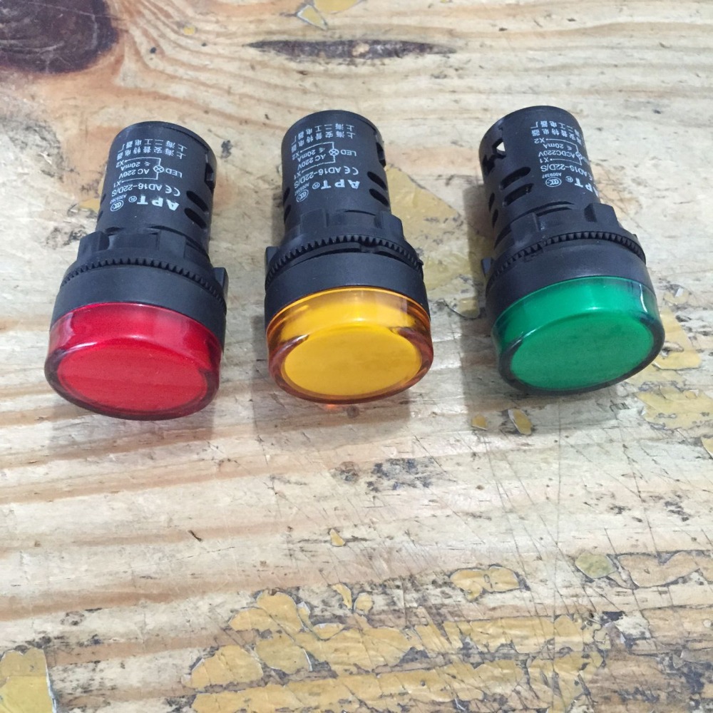 3 × AC220V 20mA 省エネ LED インジケータランプライトグリーンイエローレッド