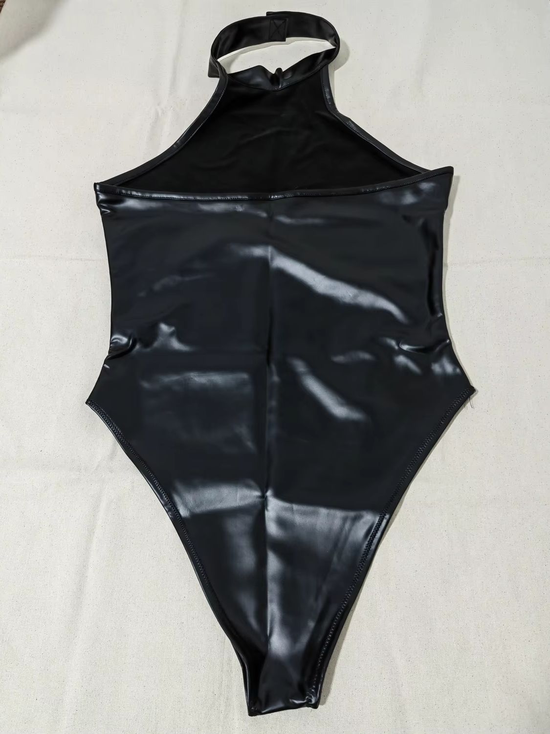 S-4XL シャイニーマット PU レザーホルターボディスーツウェットルック PVC 水着フェイクラテックススク水タイツタンクボディテディレオタードユニタード