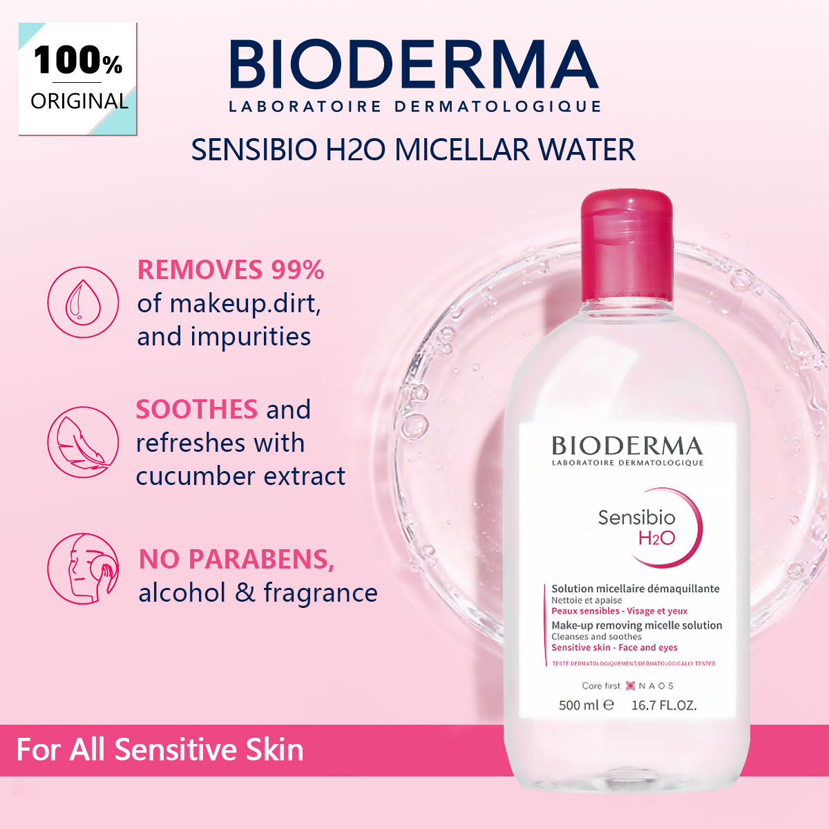 ビオデルマ SENSIBIO H2O FC 500ML、ジェントル クレンジング