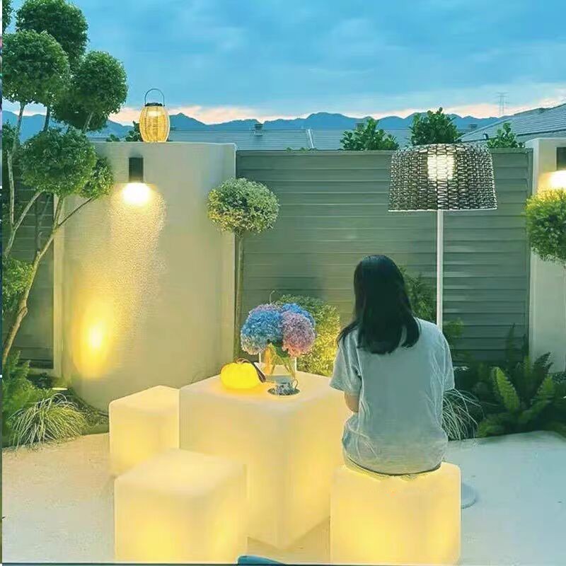 屋外キューブシートライト Led 家具防水ガーデン光るスツールキューブリモコンアームチェアバーナイトクラブ家の装飾
