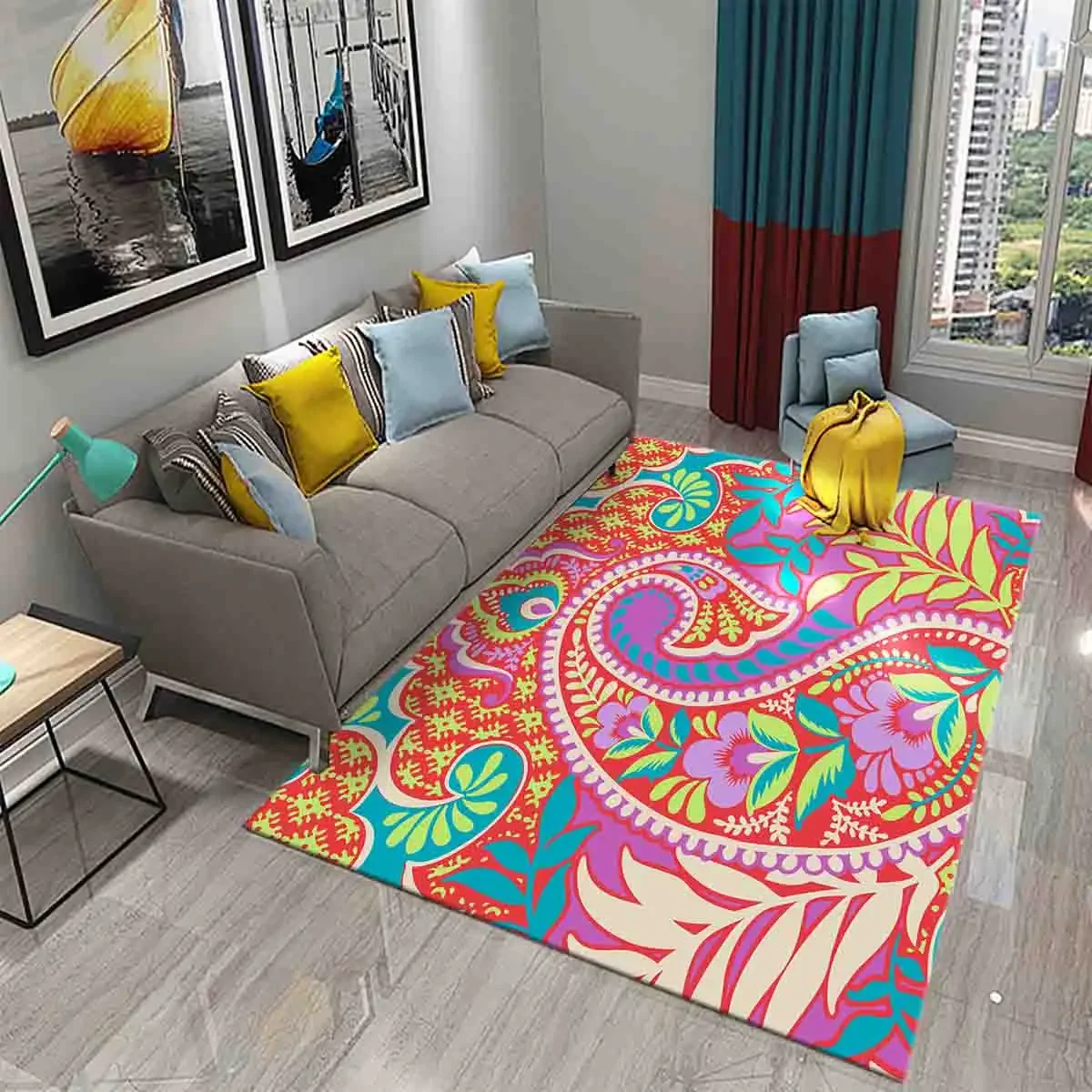 ペイズリー花生活の木インド文化ラグリビングルームの寝室のドアマット装飾カーペット浴室キッチンノンスリップラグ