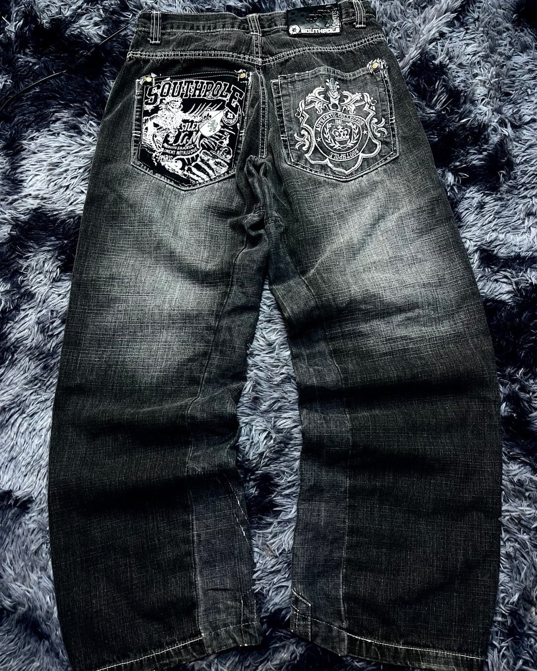 Y2K Southpole アメリカンヒップホップ特大ジーンズメンズレトロスケートボードボーイワイドレッグパンツゴシックグラフィティカップルワイドパンツ