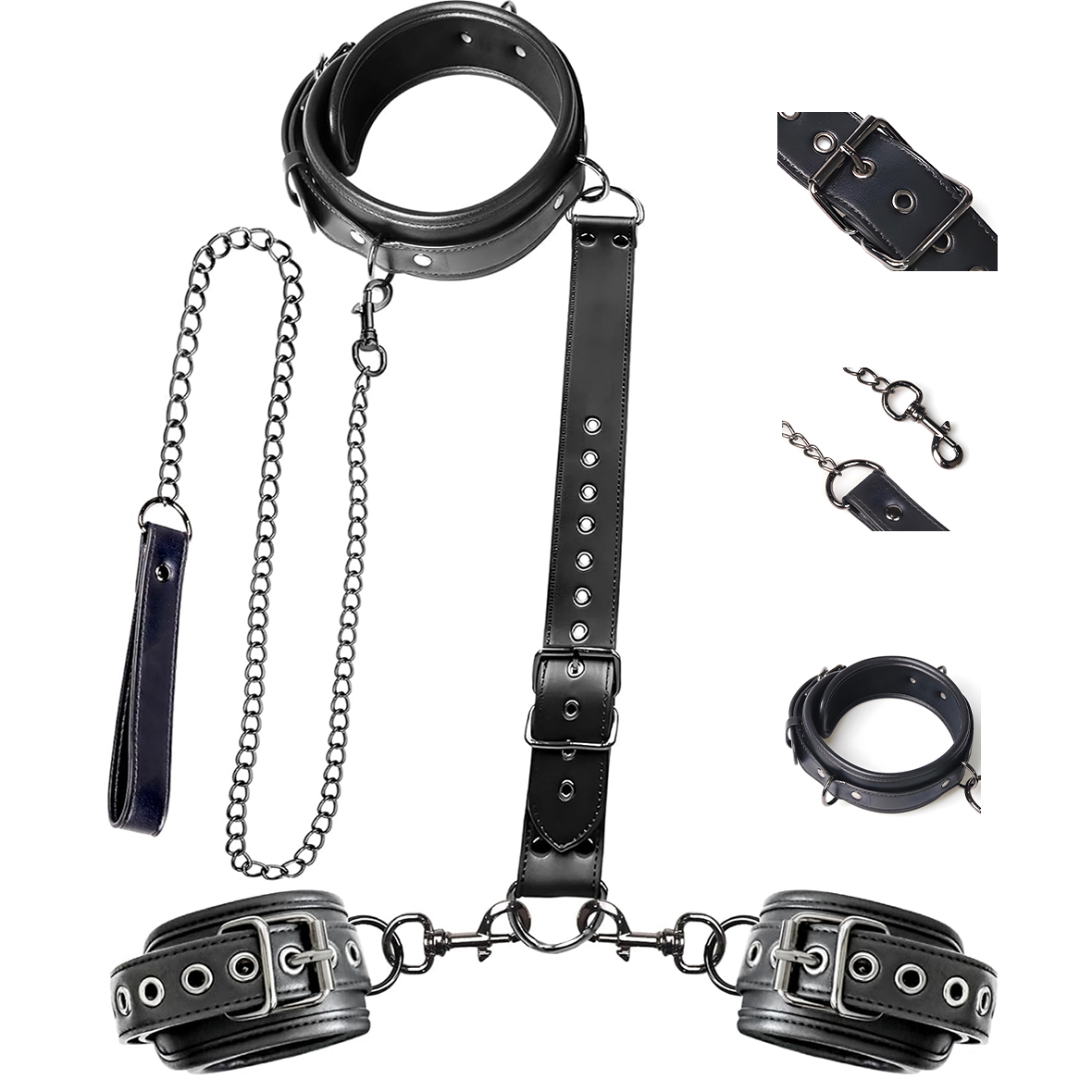 首から手首までの拘束キットBDSMボンデージセックス拘束セットカップル大人のおもちゃバックセックス手錠首輪調節可能なボンデージSM