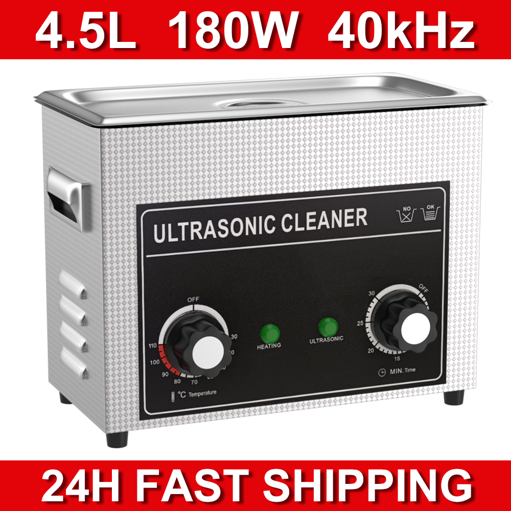 4.5L 180 ワット超音波クリーナーヒータータイマー超音波バスクリーニングラボツール金属部品キャブレター真鍮自動車エンジン部品