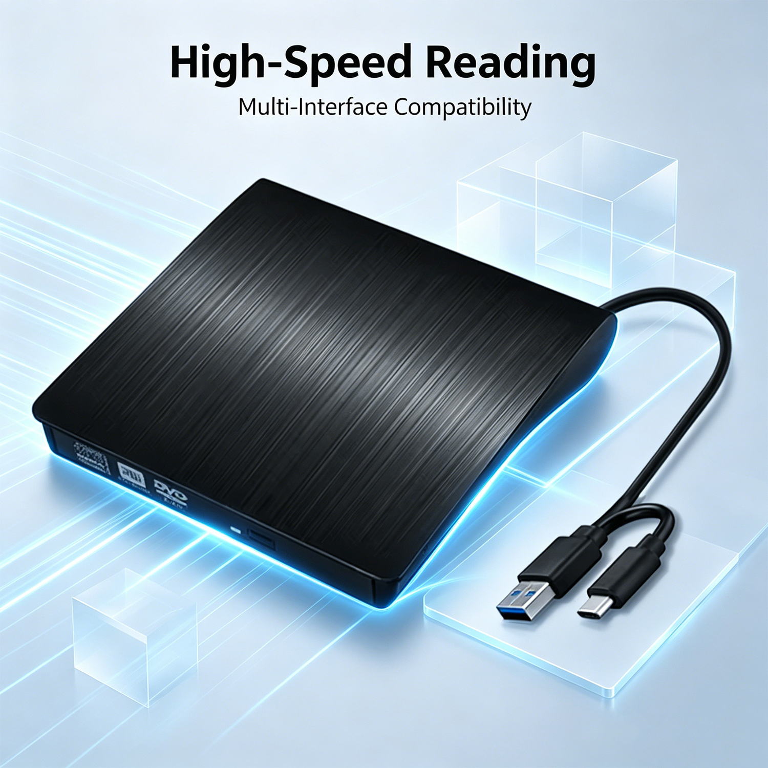 2 in 1 USB 3.0 Type C スリム DVD 外部エンクロージャ 9.5mm SATA to USB CD DVD ROM 光学ドライブケースキャディ ラップトップ PC 用