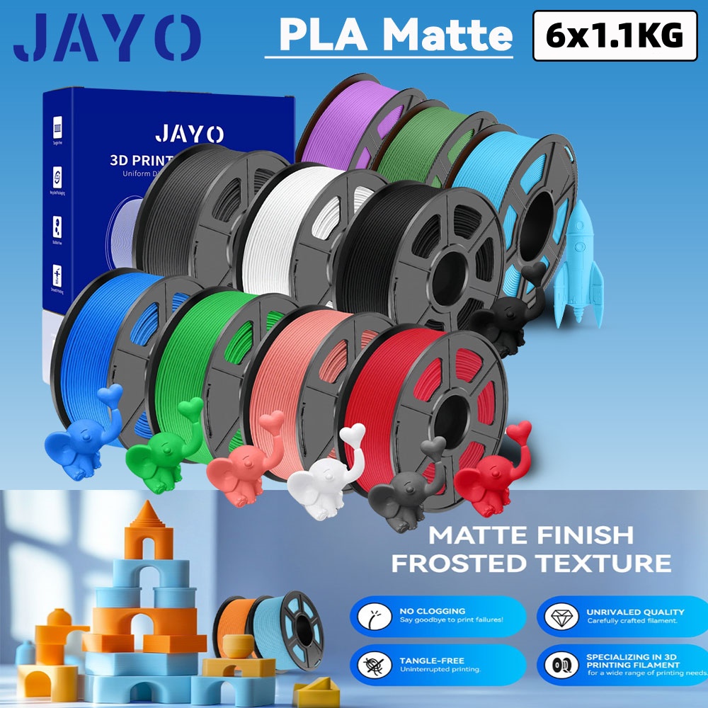 JAYO 6 ロール 3D プリンタフィラメント PLA マット 1.75 ミリメートルきちんと巻かれた 3D フィラメント PLA 滑らかなマット仕上げ 3D 用 3D プリント材料