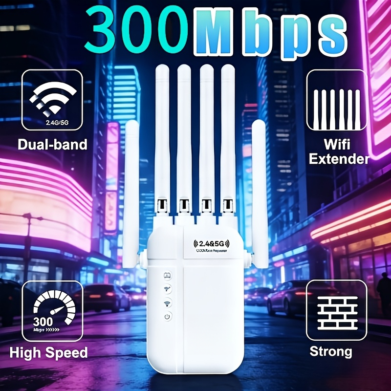 WiFi 6 シグナルエクステンダー、6 アンテナワイドカバレッジリピーター、4 つの接続モードで 45 台のデバイスをサポート安定したネットワークブースター