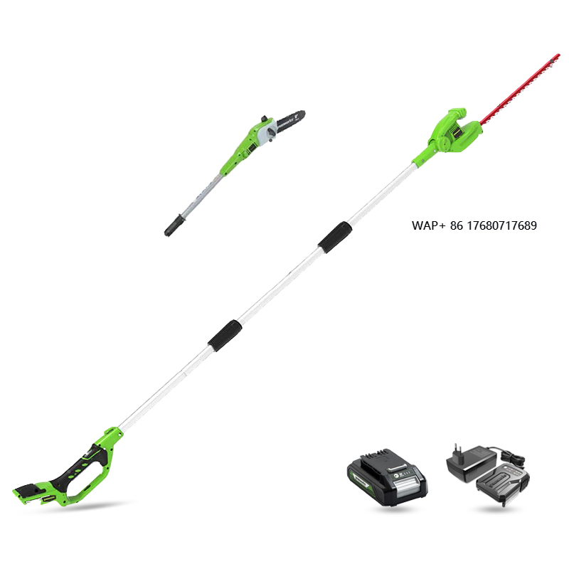 Greenworks 24V 2-in-1 ポールソーとヘッジトリマー ショルダーストラップ付き 8インチポールソーと51cmトリマー 2Ahバッテリーと充電器付き