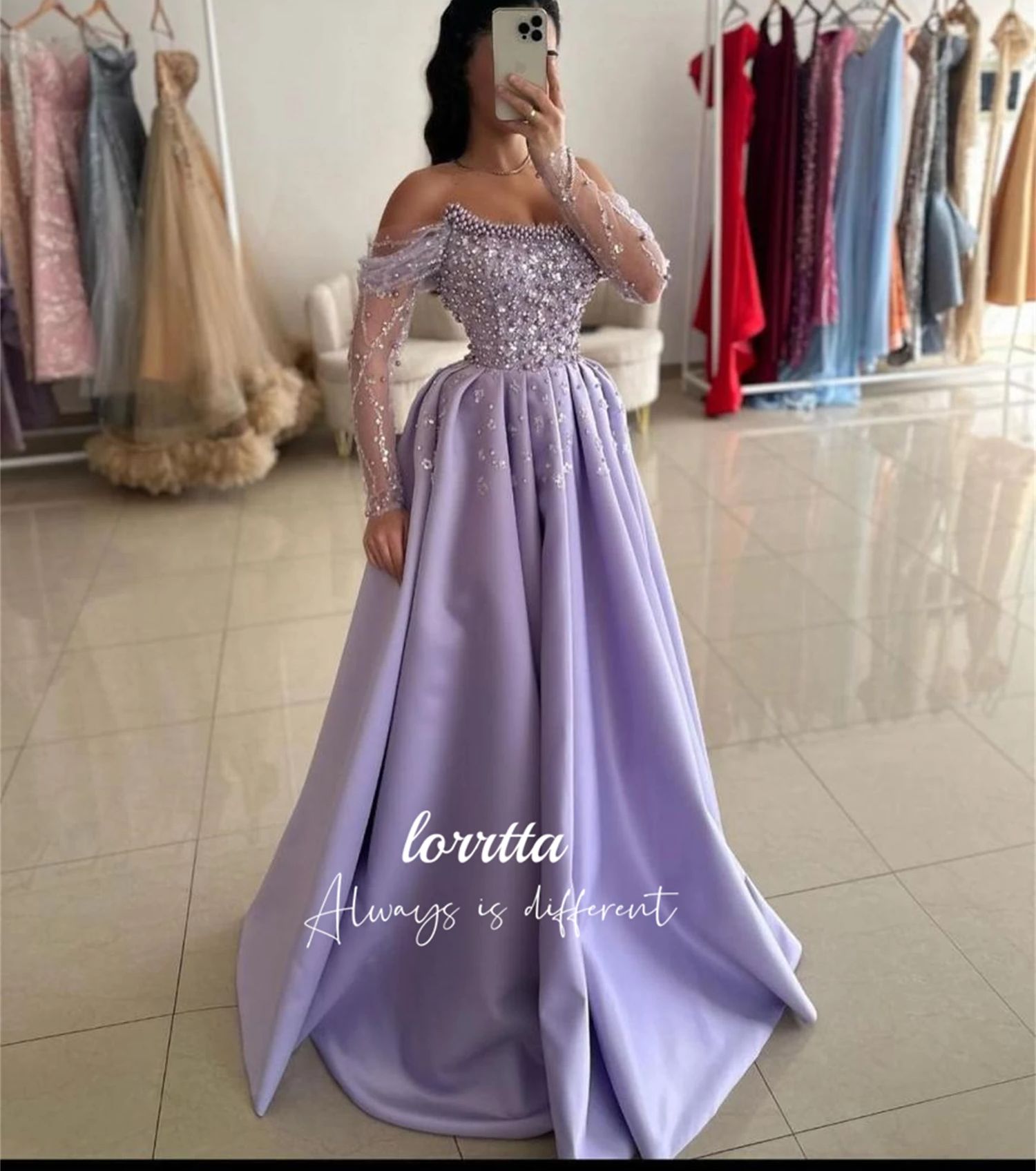 Lorrtta Wedding Party Dress Bead Decoration Luxurious Evening Purple for Special Occasions Ball Gowns Customized  فساتين سهرة