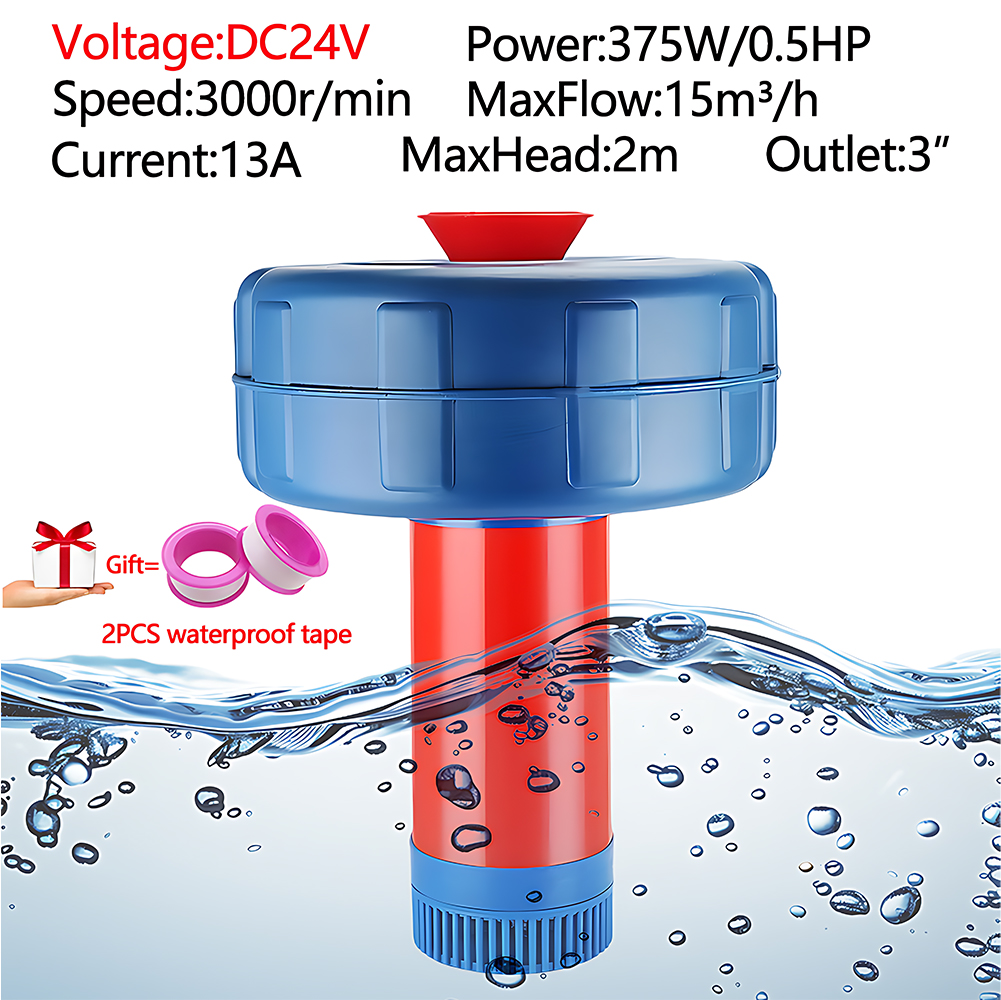太陽熱温水ポンプ DC24V 流量 15m3/h 噴水魚の池エアレーター魚の池、酸素ポンプ、河川灌漑水中ポンプ