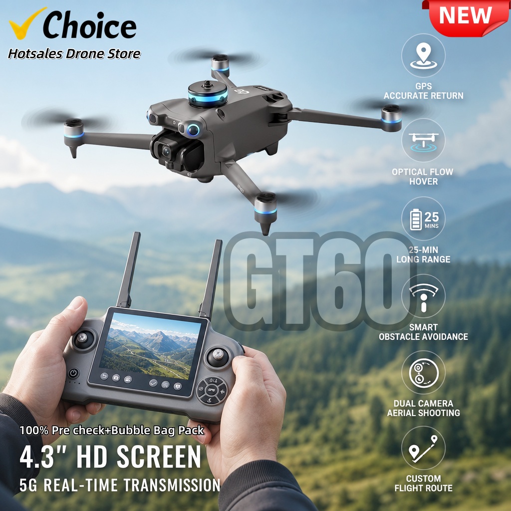 新しい GT60 GPS ドローン高解像度航空写真クアッドコプター、エアドロップ障害物回避および帰還機能付き