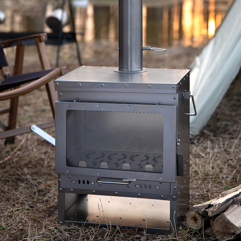 軽量屋外ヒーターステンレス鋼 Chimenea 屋外キャンプテント薪ヒーター家庭用ポータブル無煙暖房ストーブ