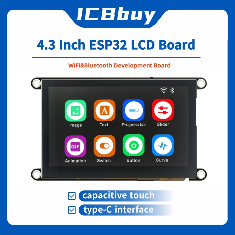 ESP32-S3 8M PSRAM 4M フラッシュ 4.3 インチ IPS 静電容量式タッチ 480*272 LCD ディスプレイ モジュール (WIFI および Bluetooth 付き)