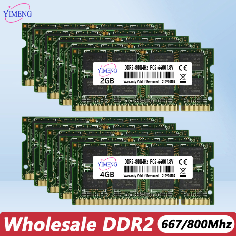 DDR2 2GB SODIMM メモリ RAM PC2 667 800Mhz ノート パソコン用 Non-ECC Unbuffered 6400 5300 1.8V 204 ピン ノートブック メモリ RAM 卸売
