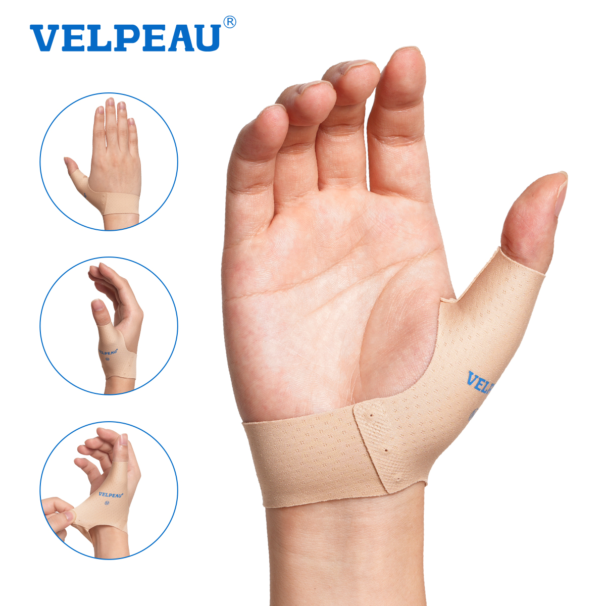 VELPEAU 弾性親指サポートスリーブ、軽度の腱鞘炎の痛みと皮膚の隔離、親指圧縮スリーブ両手利きデザイン