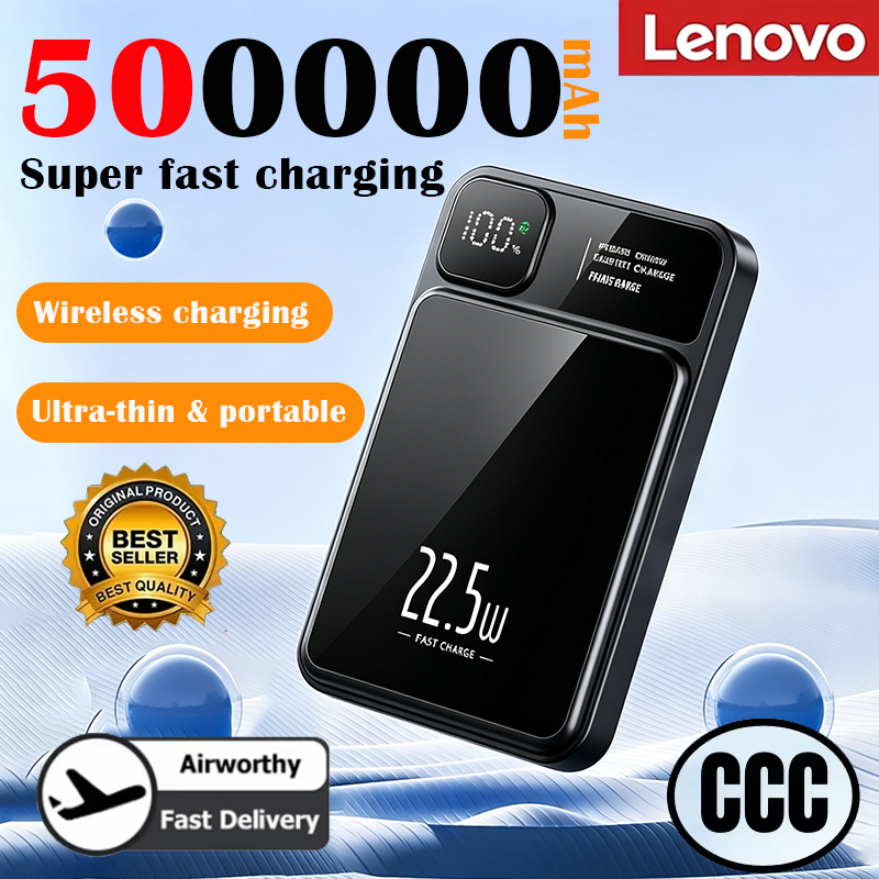 Lenovo 新しい 500000mAh 磁気電源銀行高速ワイヤレス充電ポータブル補助バッテリー MagSafe Samsung Huawei iPhone 用