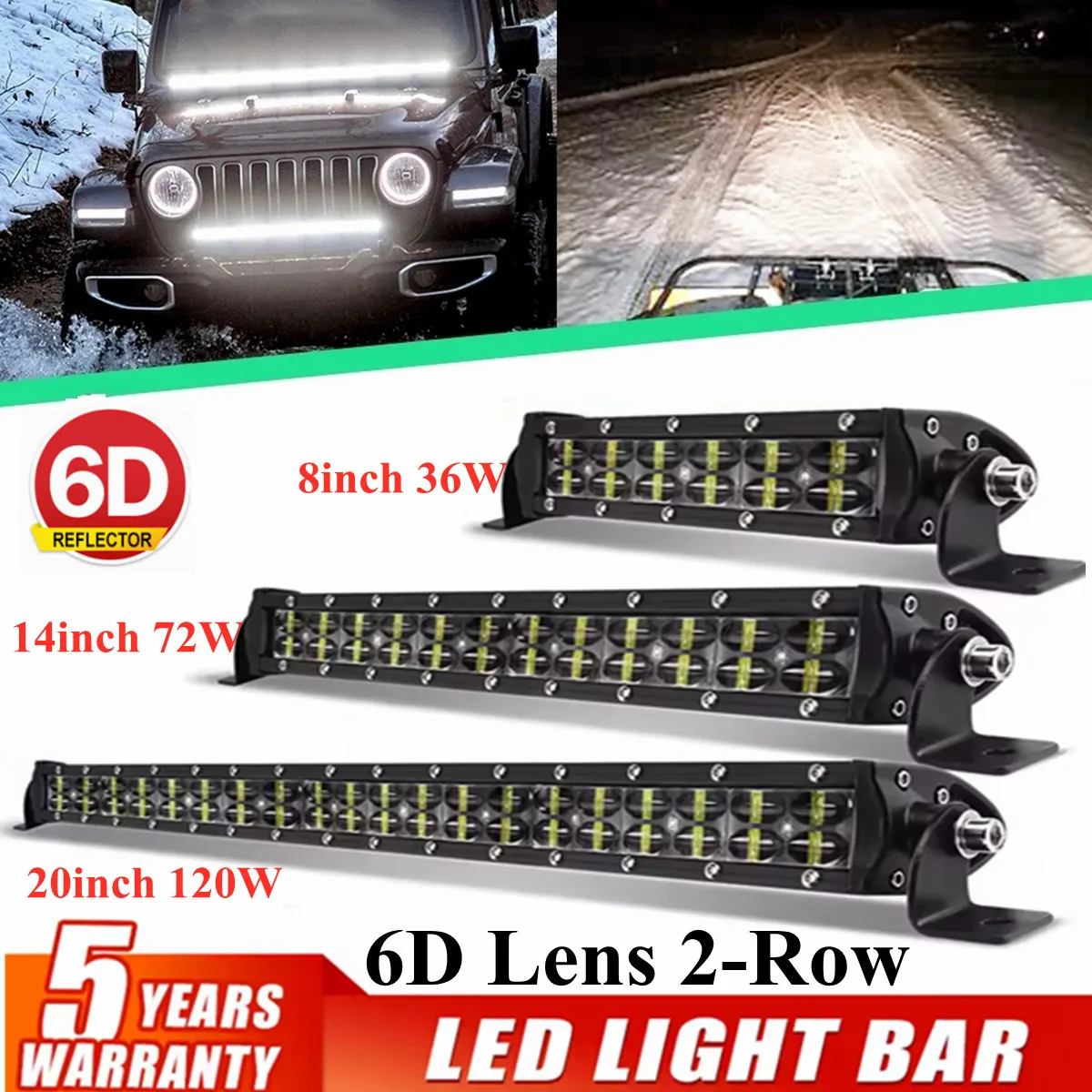 6D レンズ LED ライトバー 2 列 DRL フォグランニング Led ワークライト 4 × 4 Led バーオフロード Led ヘッドライト Niva lada ATV SUV トラックボート