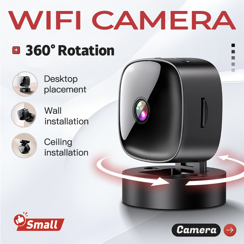 ミニワイヤレス WiFi カメラ FHD 1080P 360°回転可能赤外線ナイトビジョンサポート SD カード録画とビデオの保存監視