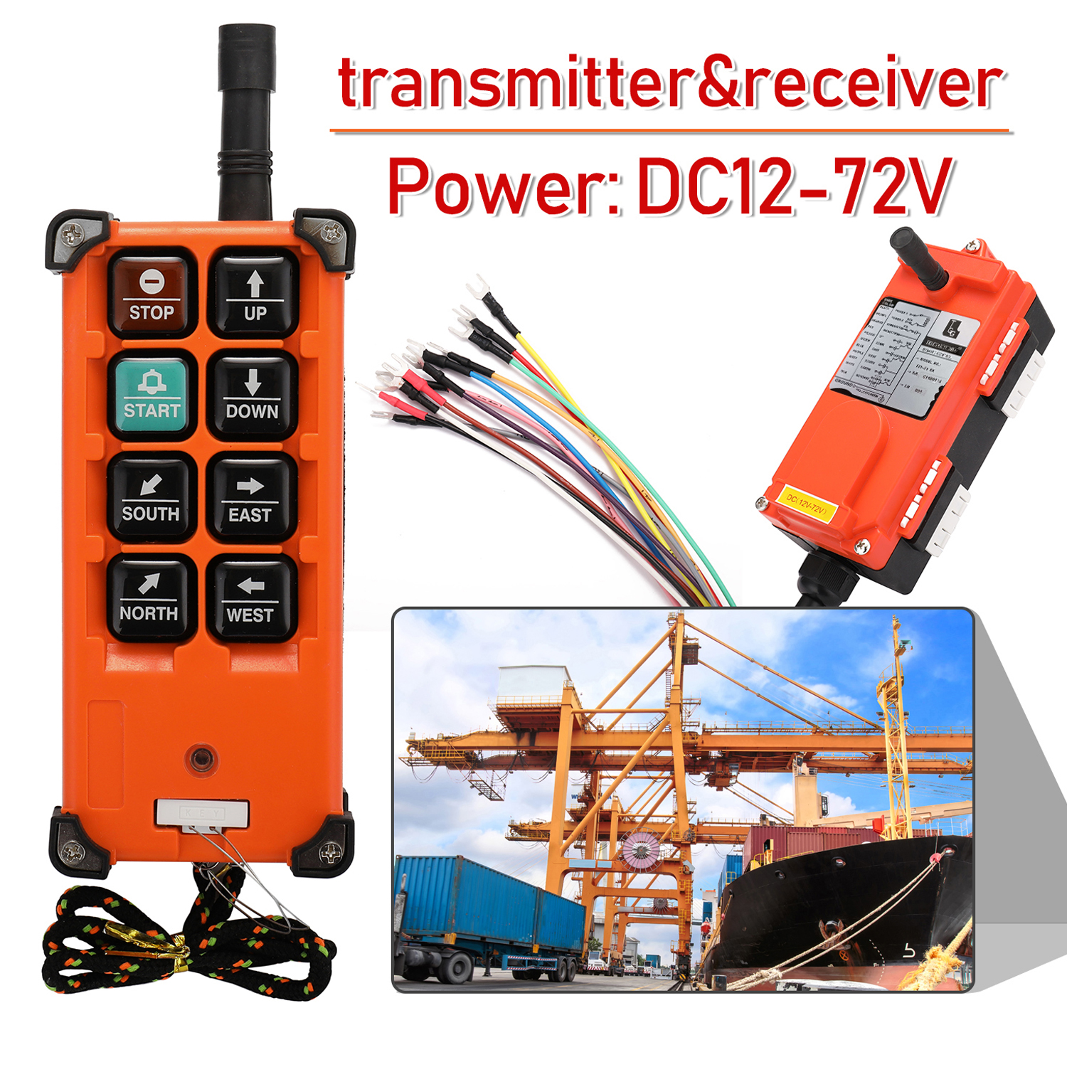 F21-E1B DC12-72V 産業用リモコンスイッチホイストクレーン制御リフトリモコン送信機と受信機付き