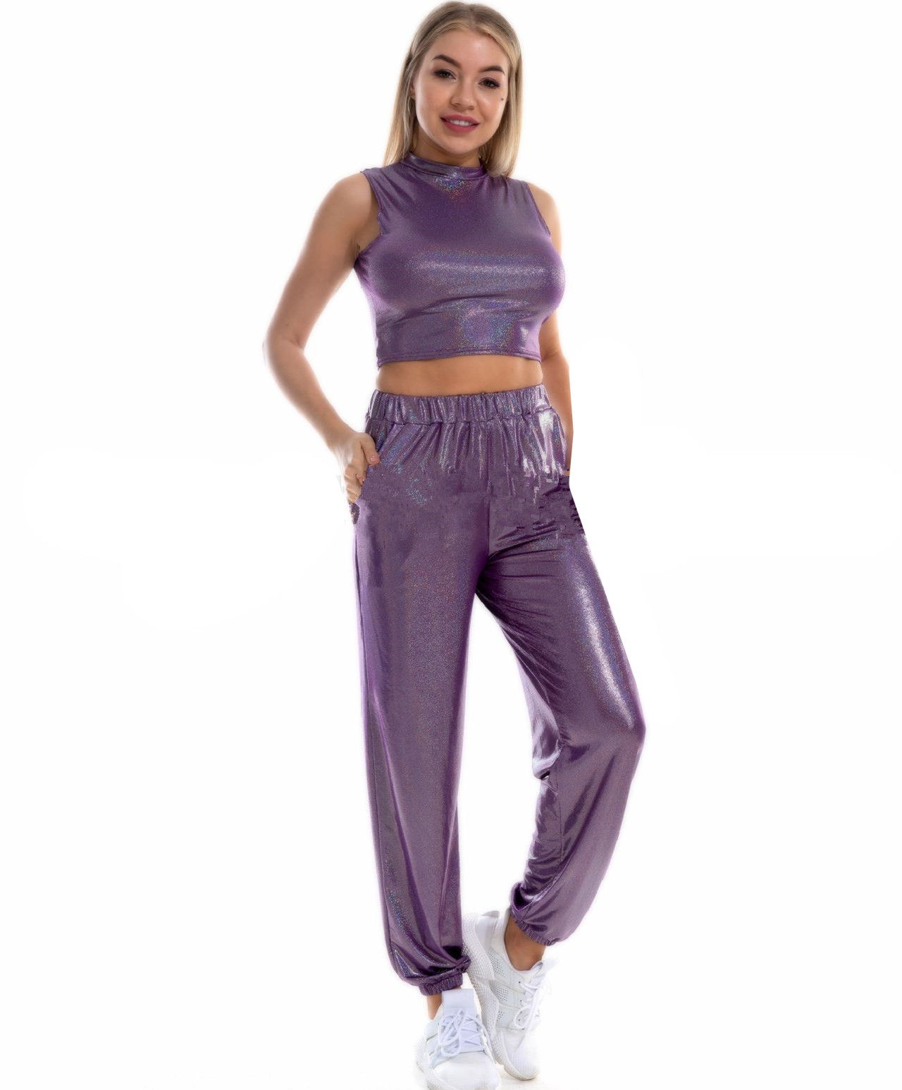 2026 New Arrival: Women's Elastic Waist Shiny Orange Pants, Asian Sizes Elastic Waist Yoga Trousers. White, Pink, Yellow