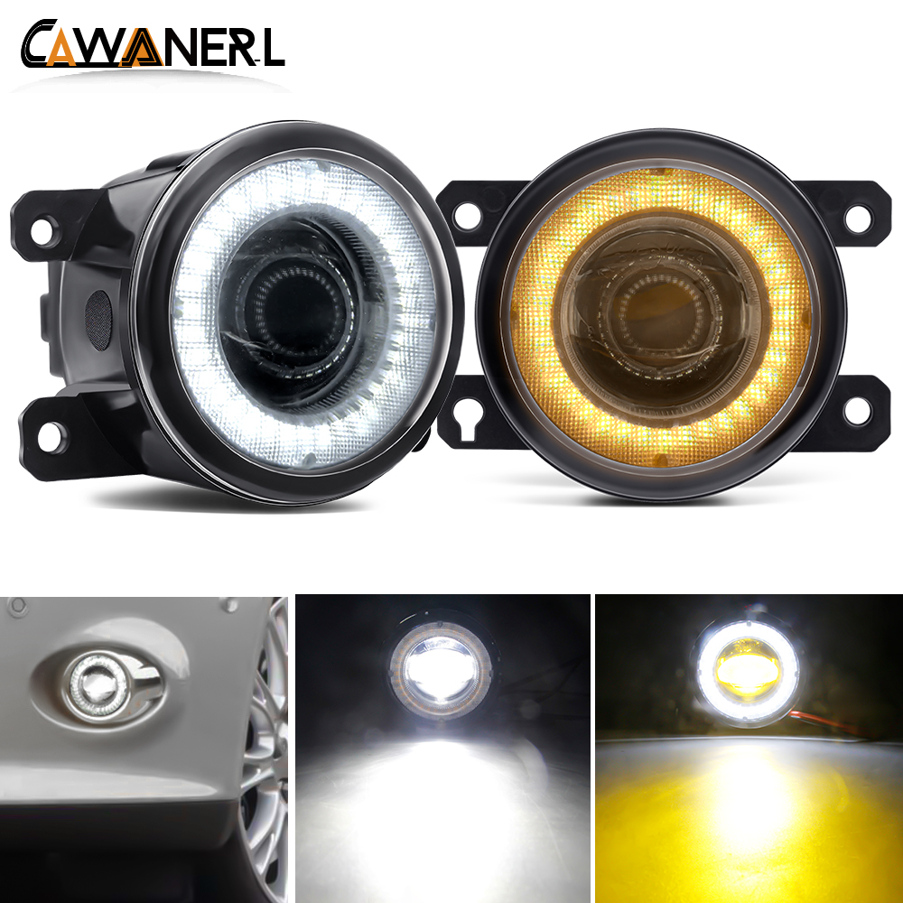 2 × 車のフォグライトアセンブリ LED レンズエンジェルアイ DRL H11 8000LM プジョー 207 307 2008 3008 4007 4008 5008 301 308 408 407 607