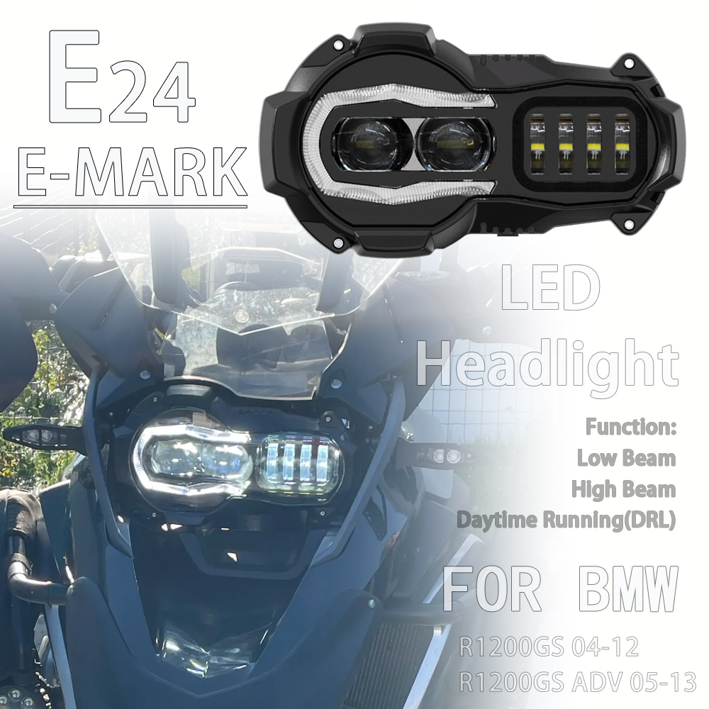 E24 E マーク LED ヘッドライトヘッドランプ BMW R1200GS K25 R 1200 GS ADV アドベンチャー 2004-2013 Motorrad ヘッドライトランプ H7 電球 W/DRL