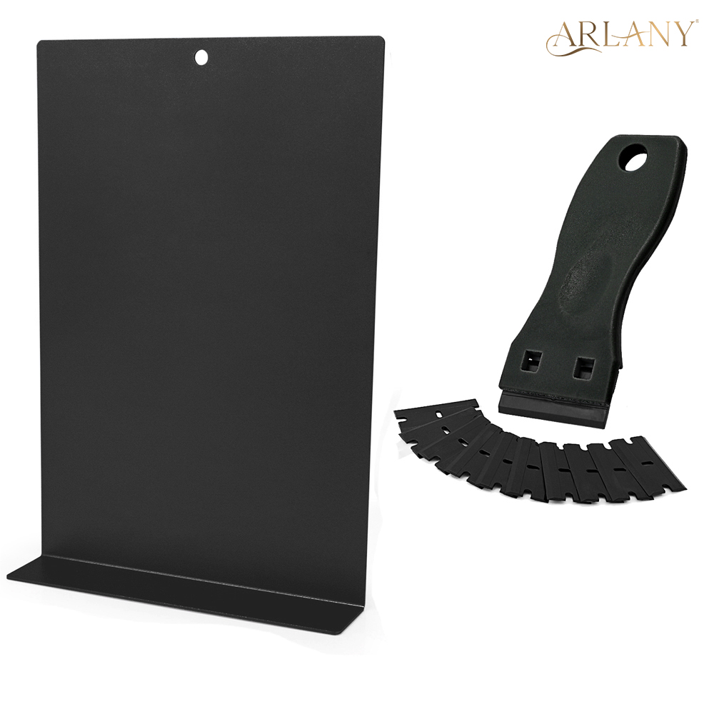 ARLANY テープインエクステンションリムーバーキット、テープリムーバーボードとプラスチックスクレーパーツール付きテープイン用金属操作ボード