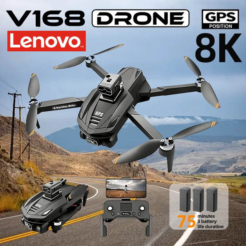 レノボ V168 GPS ドローンプロフェッショナル 8K HD 航空カメラ 5G WIFI ブラシレスモーター障害物回避折りたたみ式 RC クアッドコプター