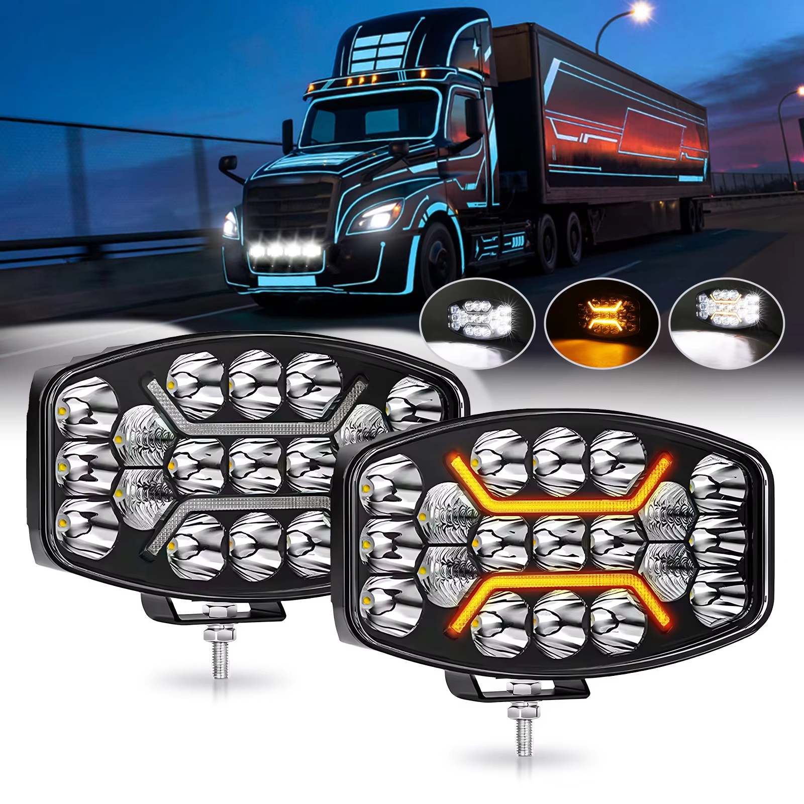 9 インチ 12 V 24 V LED ヨーロッパトラック修正されたサーチライトヘッドライト補助作業灯 LED DRL 白黄色オフロード 4 × 4 トレーラー