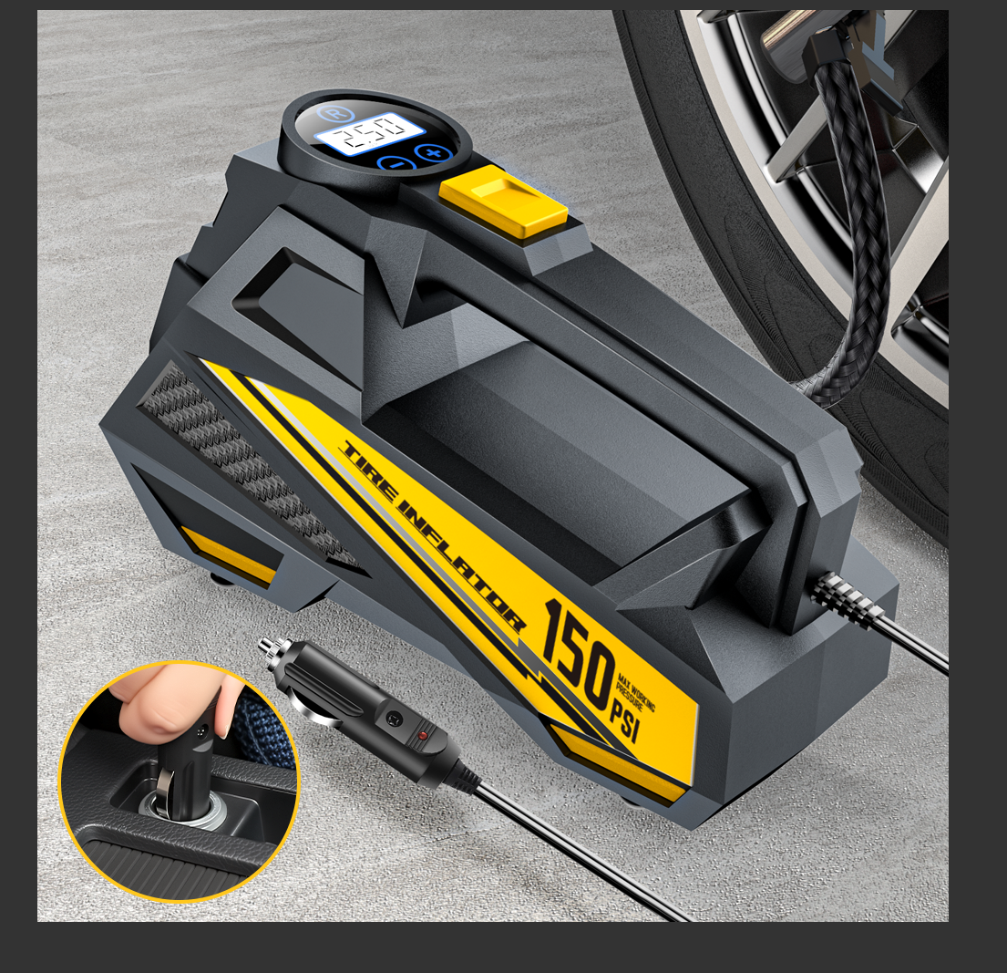 コード付きポータブル車のエアポンプアップグレード 12V 150PSI 電動タイヤインフレーターポンプオートバイバイクボール LED ライト車のエアコンプレッサー