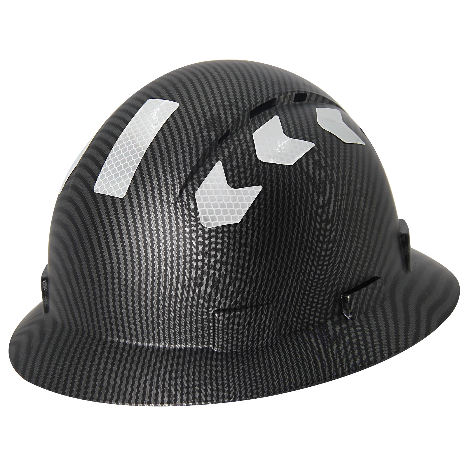 CE Carbon Fiber Full Brim Hard Hat w/ Reflective Stickers High Quality Construction Safety Helmet Industrial Work Protective Cap