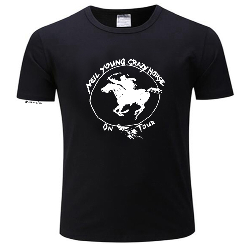 夏の Tシャツ男性綿 Tシャツ新ニールヤングクレイジーホースカンパニーファッションユニセックス印刷 Tシャツ高品質ユーロサイズ