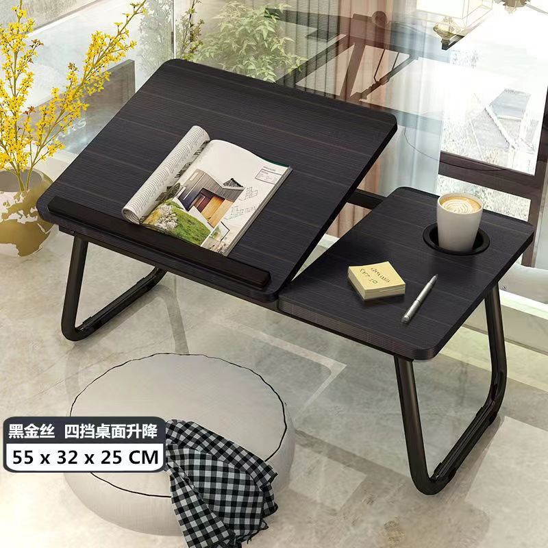 カップホルダー付きコンパクト折りたたみラップトップデスク - 55.12cm x 32.0cm x 24.89cm 読書や朝食用のポータブルベッドサイドテーブル