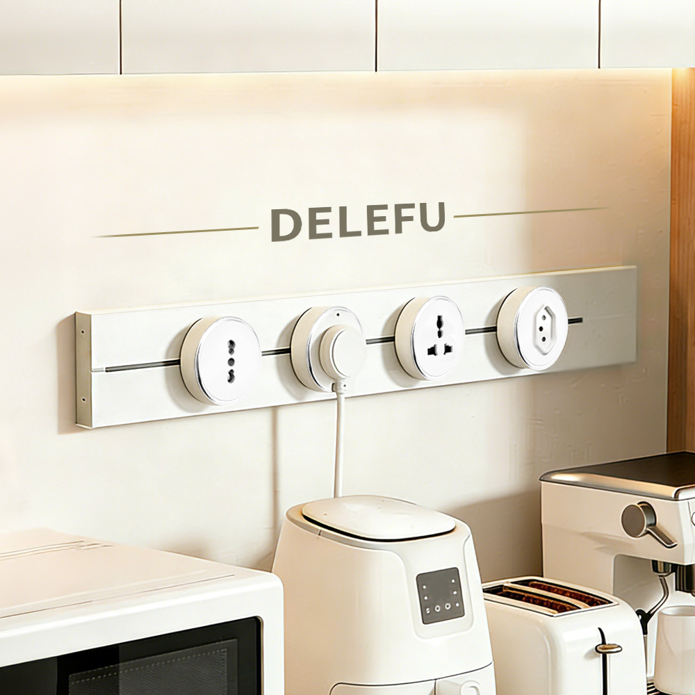 DELEFU トラックソケット ユニバーサル ブラジル イタリア チリ USB-AC 取り外し可能アダプター キッチン 壁コンセント ホワイト ブラック グレー