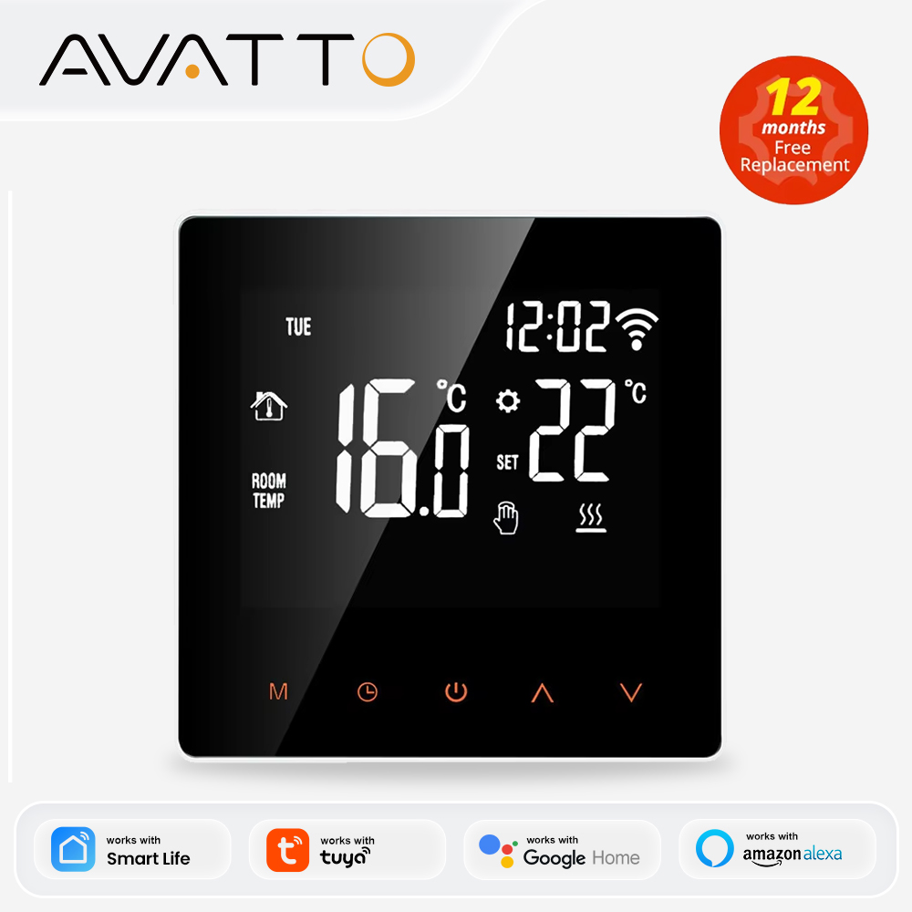 AVATTO WiFi スマートサーモスタット、電気床暖房水/ガスボイラー温度リモコン Tuya Google Home、Alexa 用