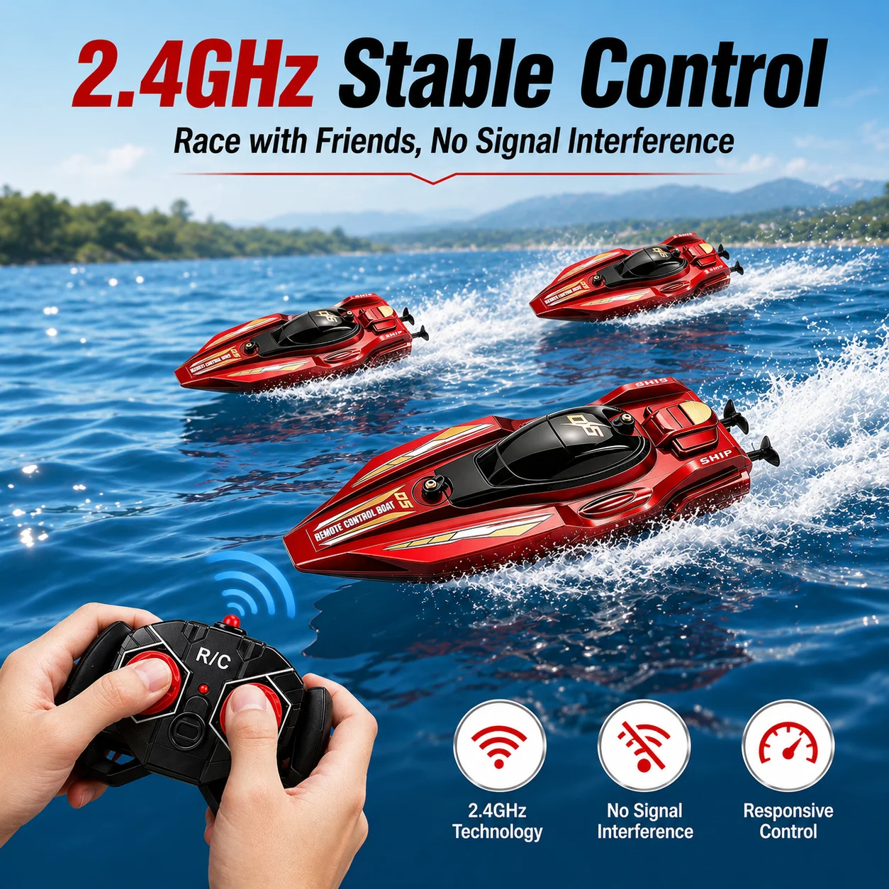 ミニ RC ボート 2.4GHz 防水リモートコントロールスピードボートデュアルモーターレーシングボートのおもちゃプール湖屋外子供大人男の子ギフト
