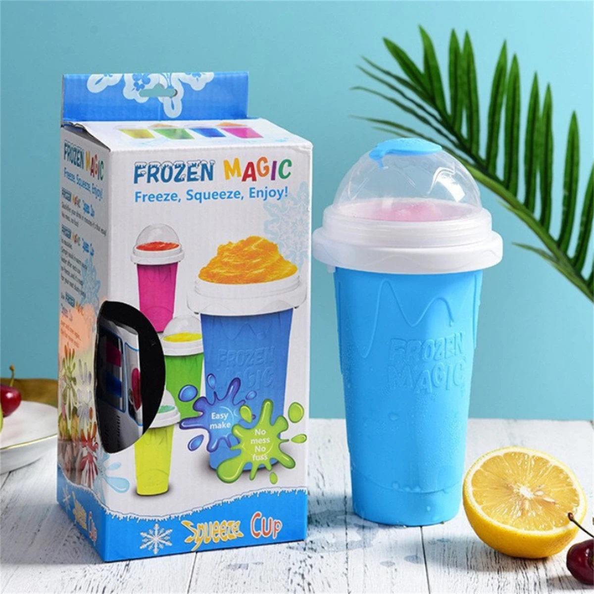 自家製スムージーカップ急速冷凍スクイズスラッシュカップ夏DIYアイスジュースミルクセーキアイスクリームボトル再利用可能な冷凍カップ