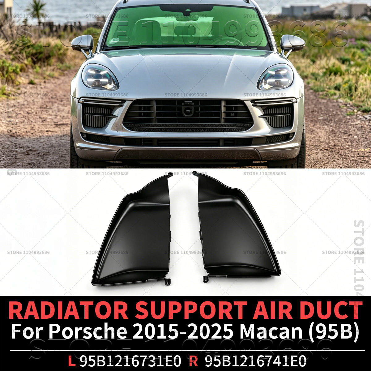 ポルシェ 2015-2025 マカン 95B フロントバンパーラジエーターサポートエアダクト OEM 95B121673C1E0 95B121674C1E0 95B1216731E0 95B1216741E0