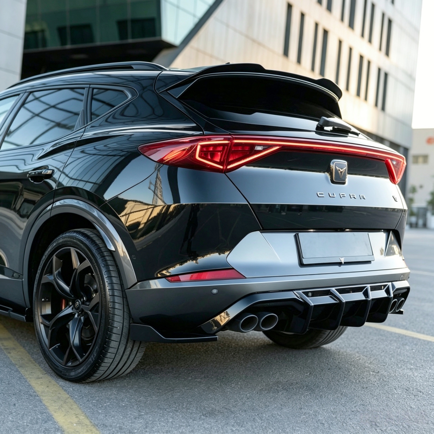 Maxton デザイングロスブラック車のリアルーフスポイラー翼キュプラ Formentor Mk1 / Mk1 改築 2020-2026 チューニングスポイラーボディキット