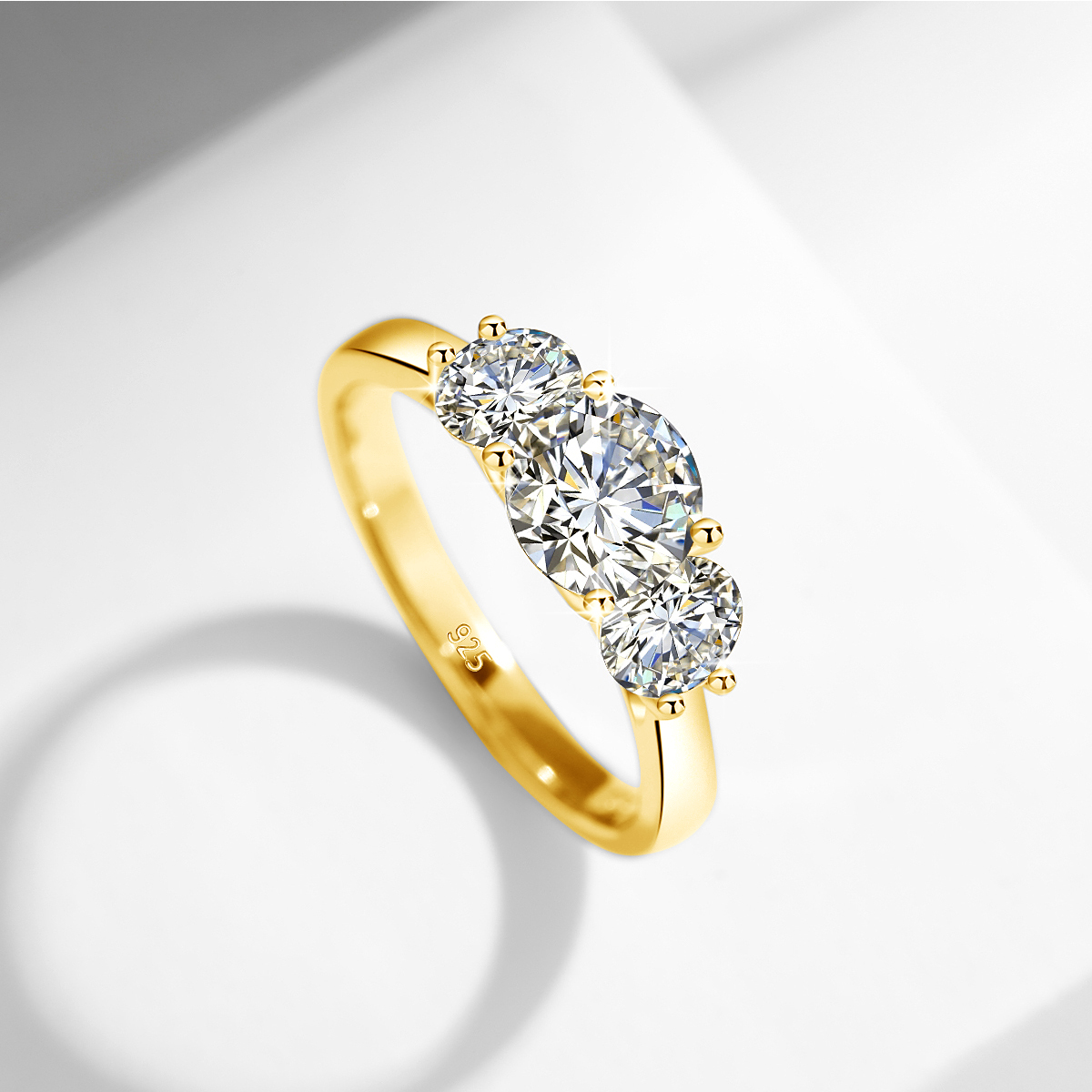 イエローゴールド モアッサナイト リング 女性用 合計 2ct D カラー VVS1Eternity 婚約ジュエリー 証明書付き オリジナル トレンド ギフト
