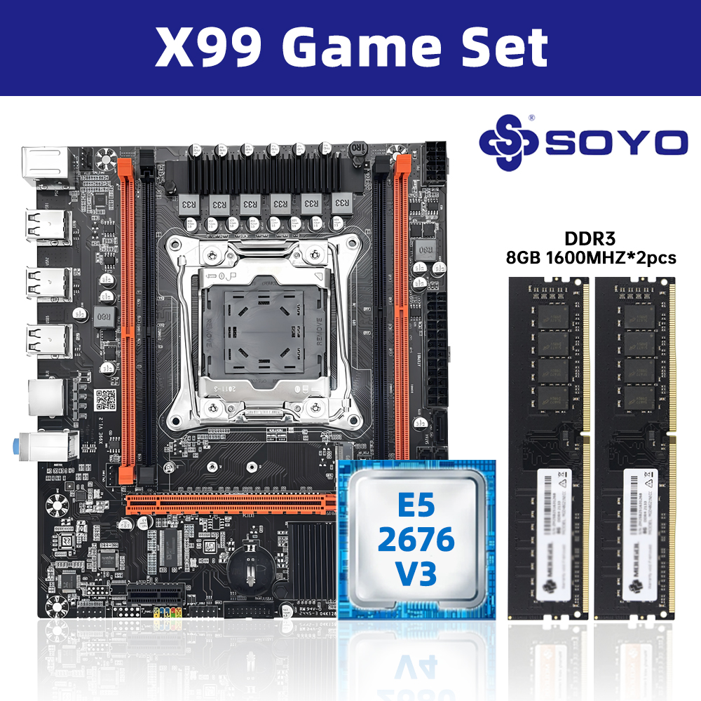 SOYO X99 ゲーミング マザーボード キット (Intel E5 2676 V3 CPU 搭載)