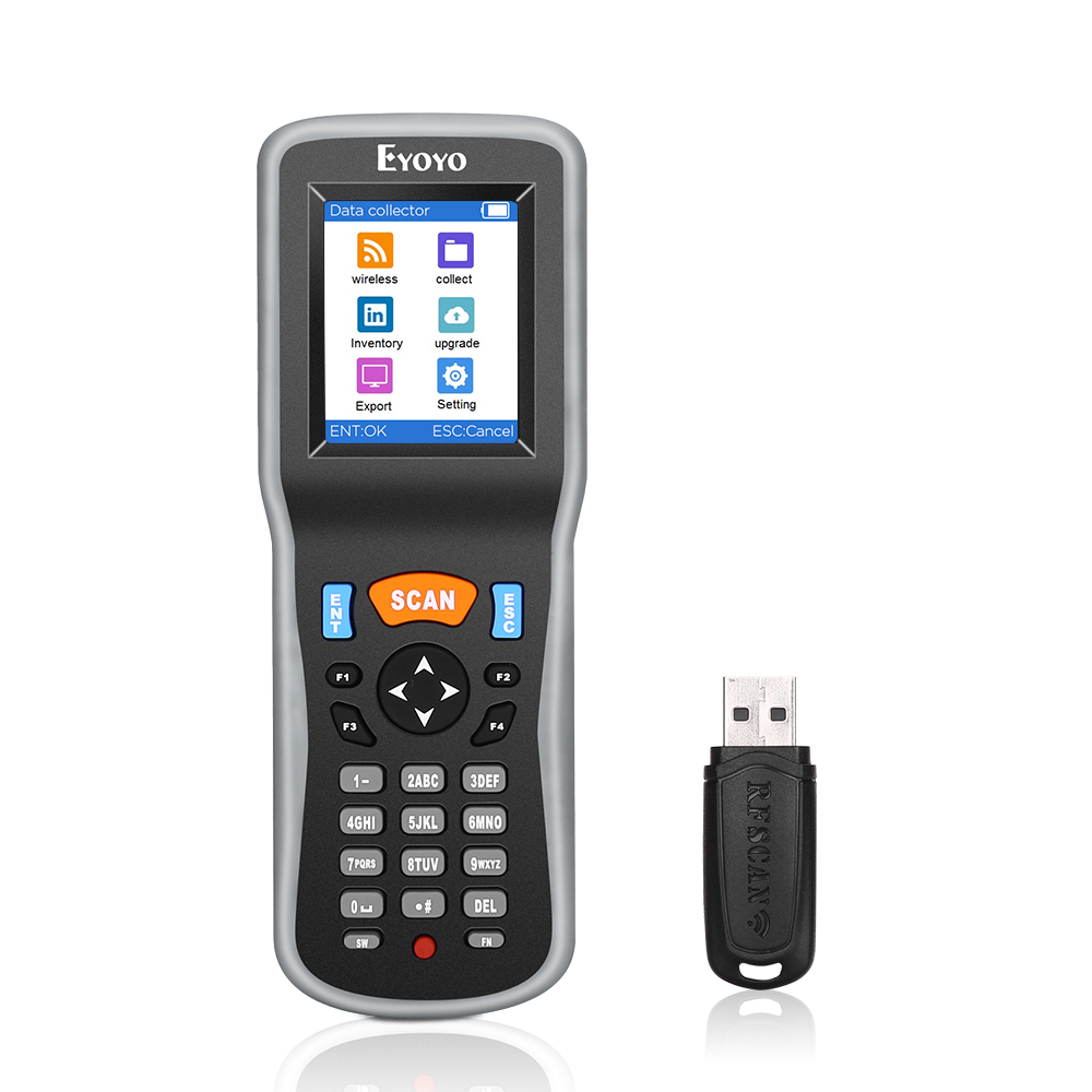 Eyoyo ポータブル 2D QR コードスキャナー EY-7000 在庫カウンター 1D リーダーハンドヘルドデータコレクター 2.2 "LCD スクリーン USB レシーバー付き
