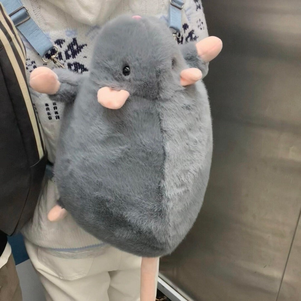 新しい漫画の花の枝ネズミのバックパック花の枝ネズミの人形ソフトマウス人形かわいい現実的なマウスのバックパック