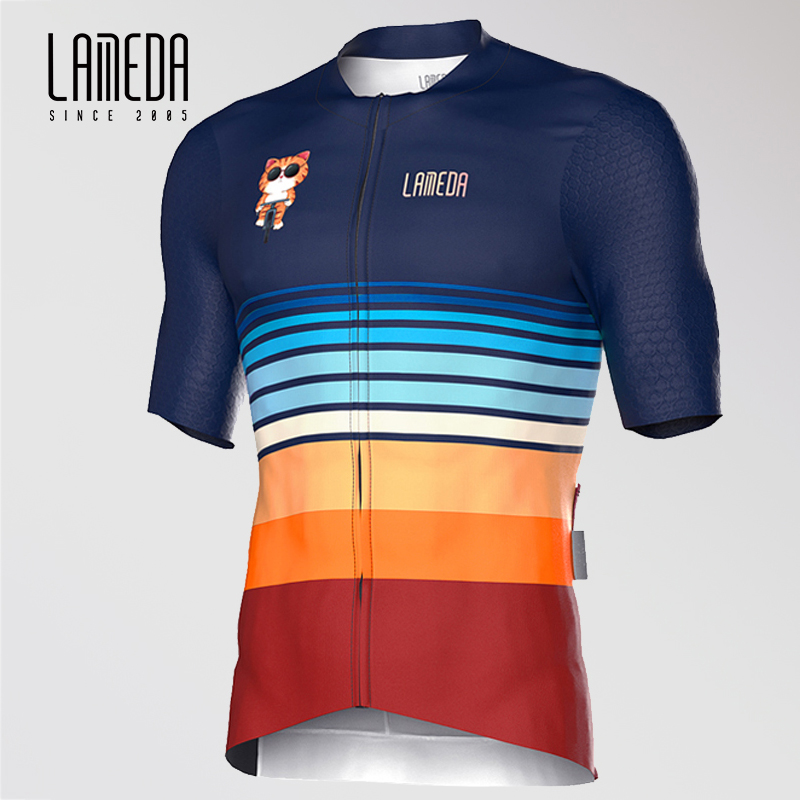 LAMEDA プロフェッショナルサイクリングジャージタイト半袖夏の男性トップスーツ通気性速乾性自転車トレーナー春 MT