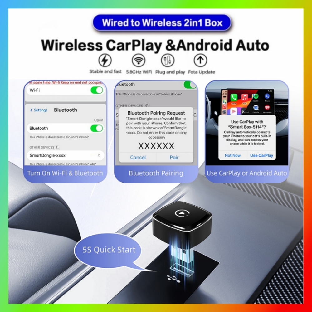 新しいワイヤレス CarPlay Android 自動アダプタ USB ドングルスマートミニボックスプラグアンドプレイユニバーサル VW トヨタ日産ホンダフォードベンツ