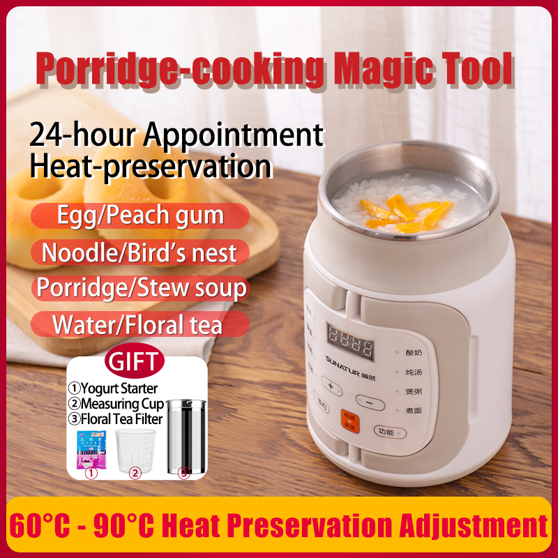 SUNATUR 700 ワット炊飯器電気 600 ミリリットル調理鍋マルチクッカーシチューポットスロークッカーポータブルスープポットミニお粥調理器