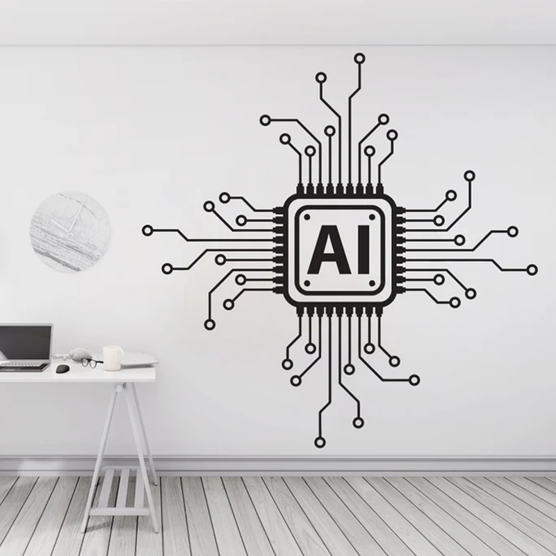テクノロジー AI ビニール壁デカール回路基板コンピュータ It ウォールステッカーオフィス壁の装飾デザインビジネスソフトウェアステッカー S296