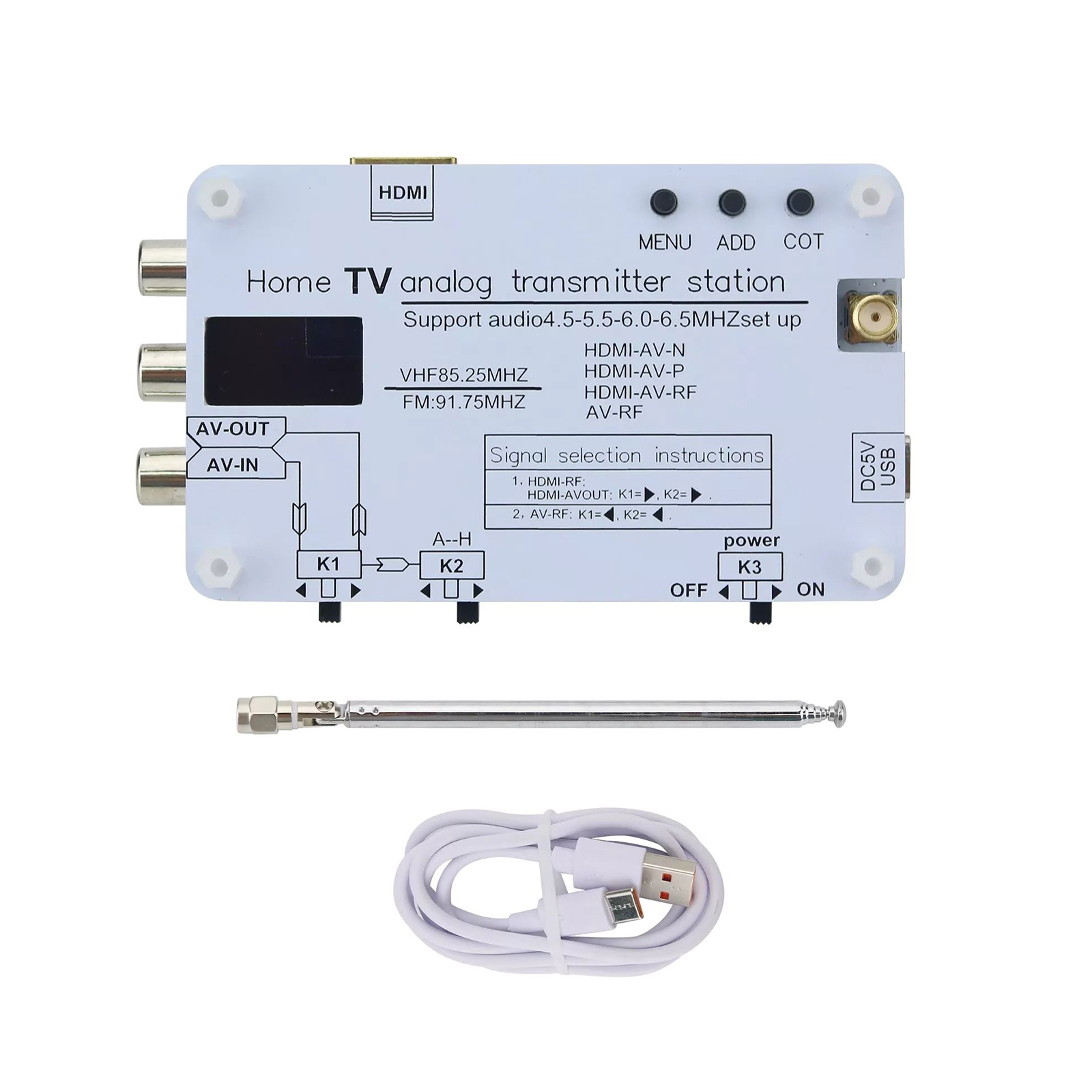 1Pc アナログ TV 信号送信機 VHF オーディオワイヤレス RF 信号コンバータ AV 伝送アナログ TV サウンドビデオ信号送信機