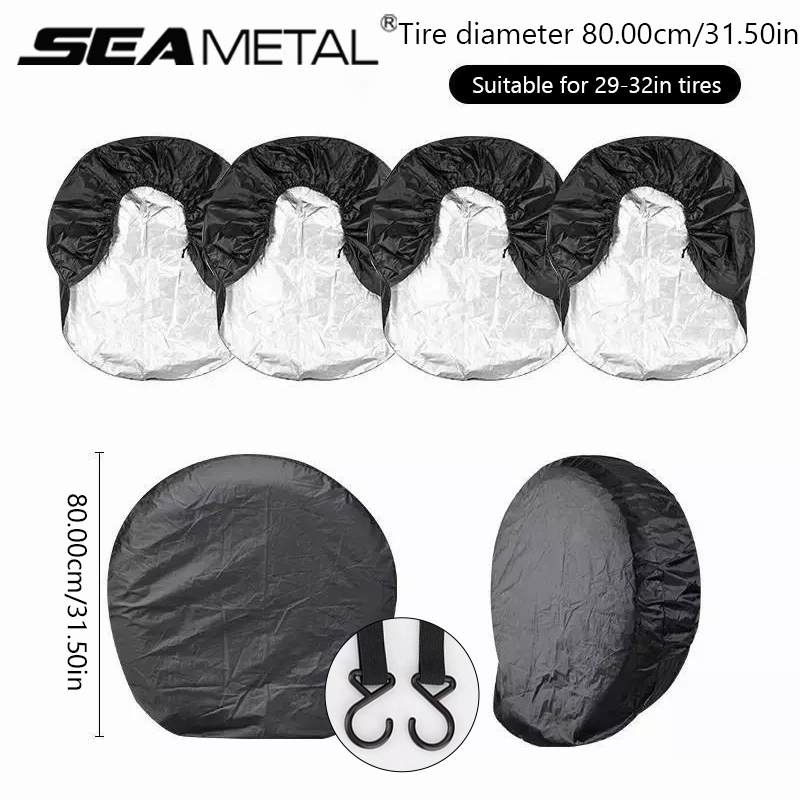 Seametal 1/4 個車のスペアタイヤカバーポリエステル車両ホイールプロテクターポータブルホイールバッグ防塵防水タイヤ収納袋